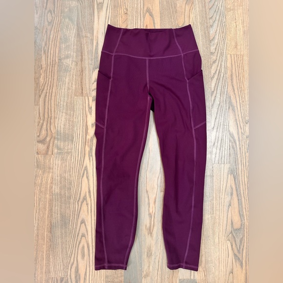 Fabletics Oasis High Waisted Women's Leggings in Deep Purple with Pockets - Picture 2 of 4